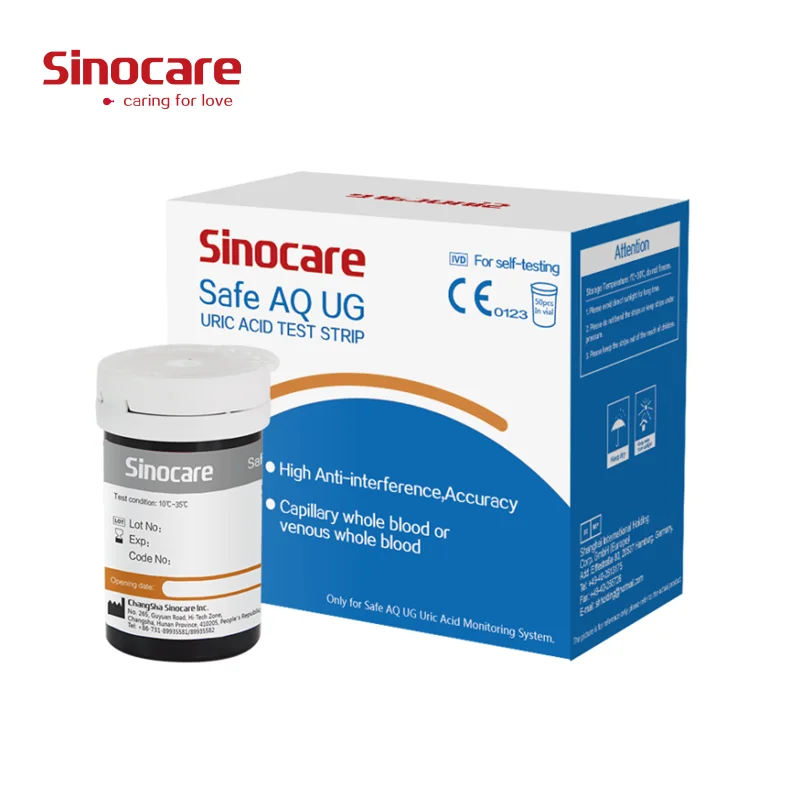 Sinocare Uric Acid Analyzer Test Strips Blood Glucose Test Strips For Sinocare Uric Acid And Glucose Meter