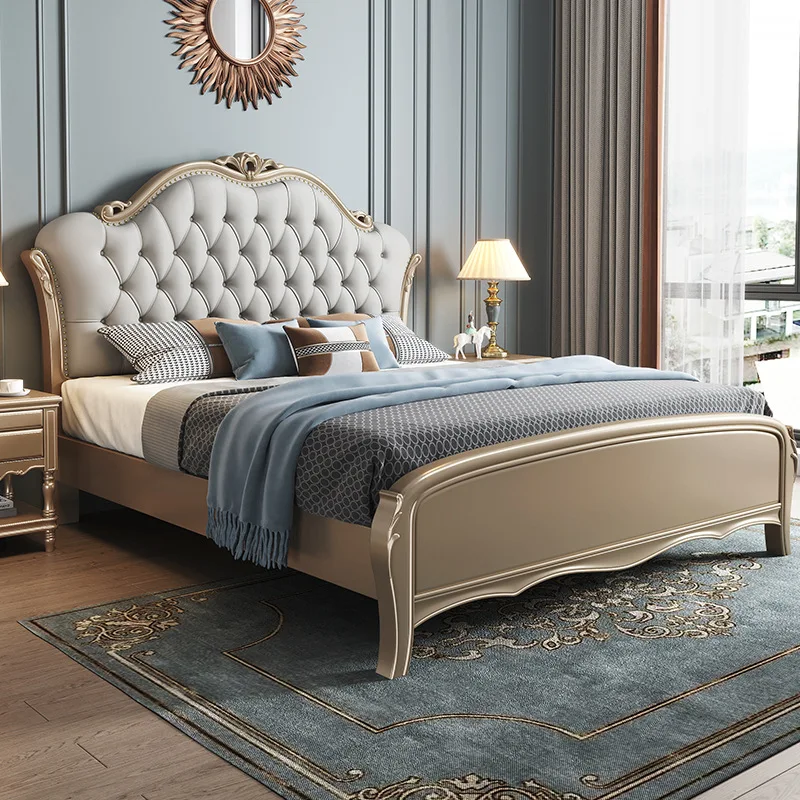 Factory wholesale queen king size bedroom furniture set solid wood wooden beds with storage