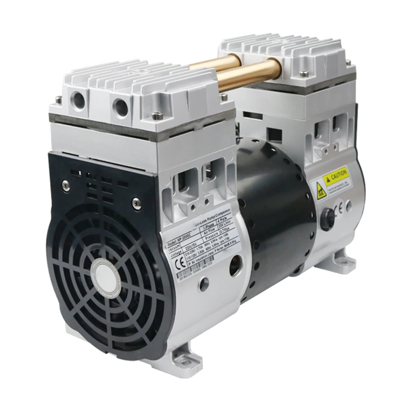 Factory brushless high precision low noise AC 1.1kW 220L/min oil-free mini small piston air compressor for dental use