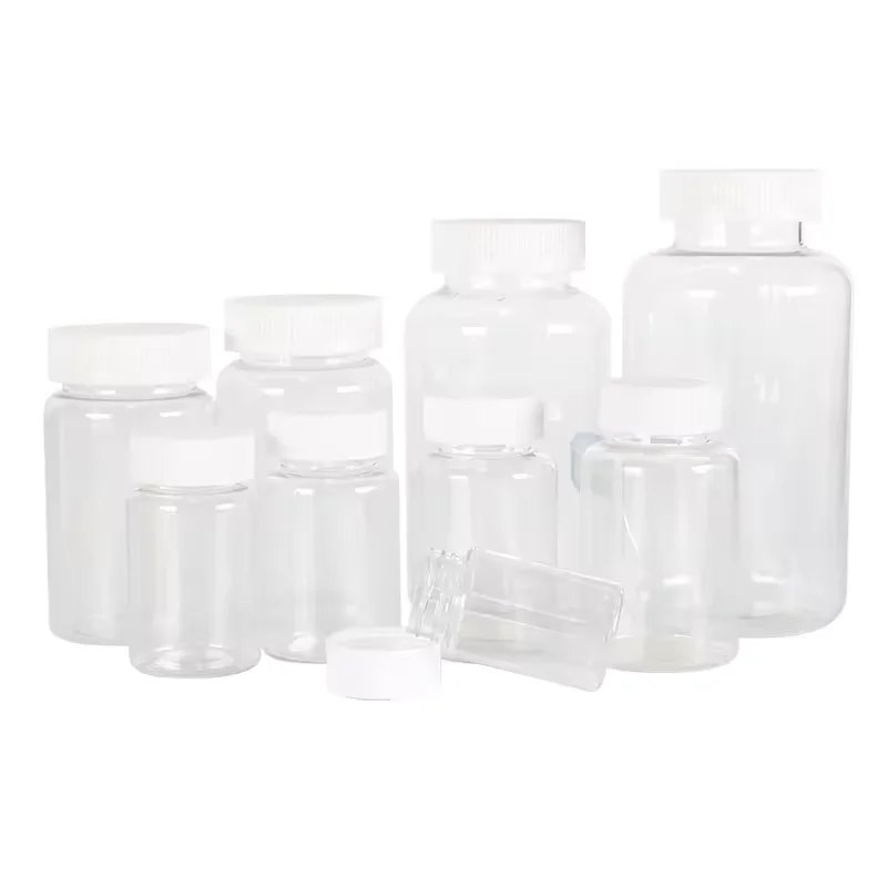 Round Shape Pet Capsule Supplement Bottle Plastic Pill Medicine Jar Child Resistant Proof Plastic Jars