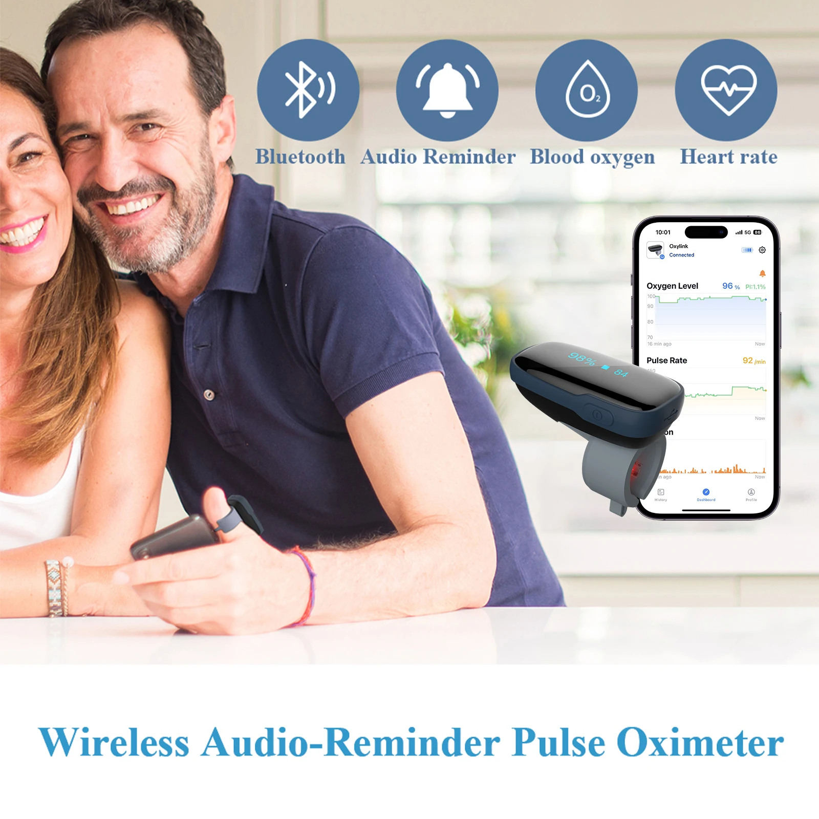 Wellue Oxylink Oximet Puls Beep Reminder Sleep Monitor Pulse Oximeters Rechargeable Spo2 Digital Oximetro de Pulso Oximeter