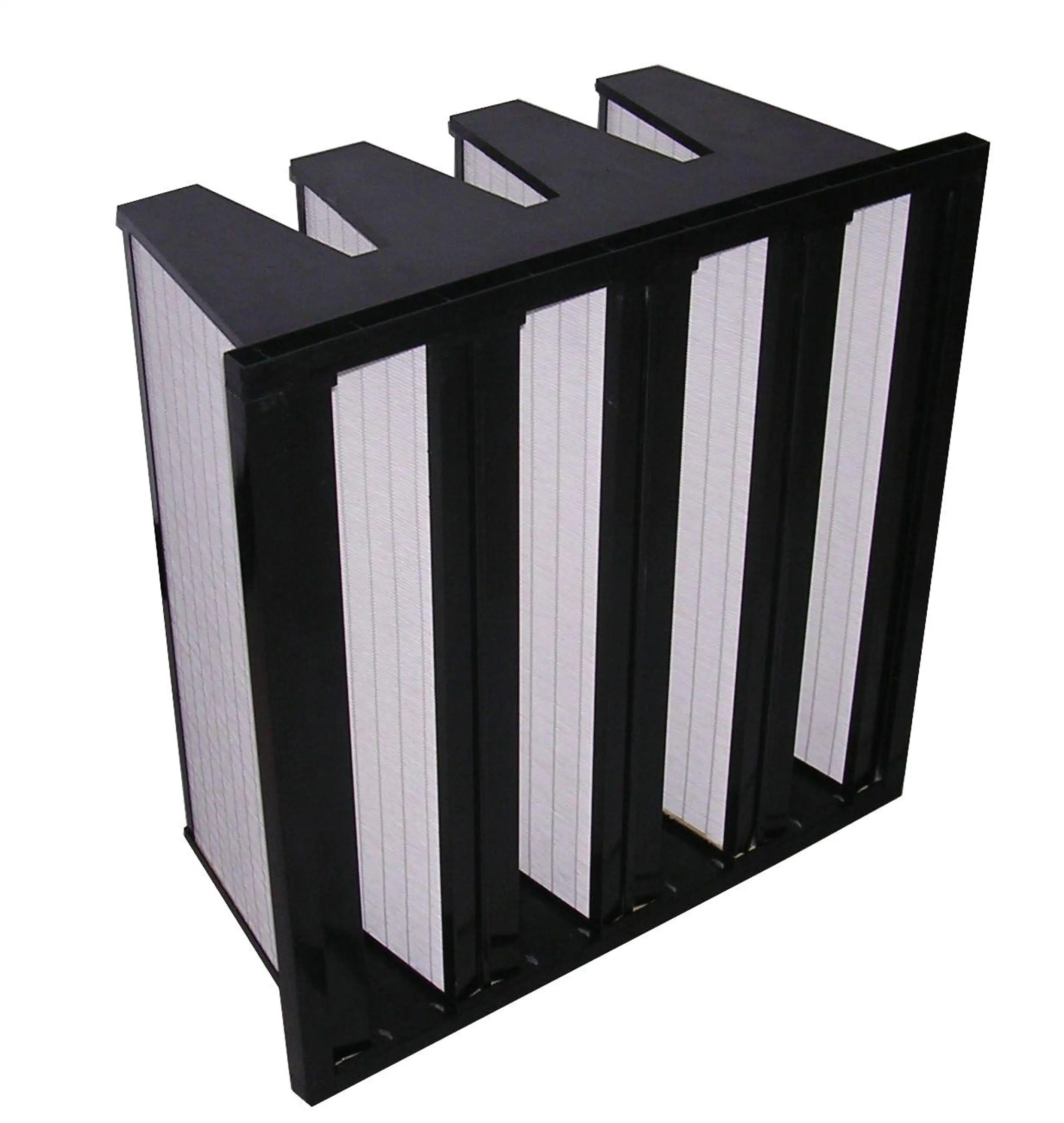 H13 H14 Merv14 High Efficiency Minipleat V Bank Compact Hepa Filter 4V Plastic Frame V Bank ABS / PVC Frame Box Air Filter