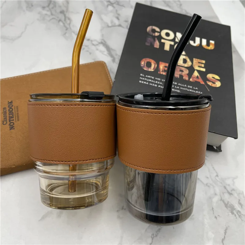 Croco  Pu Leather Cup Holder Portable Glass Bottle Leather Case Eco-friendly Coffee Cup Holder Bottle Leather Cover