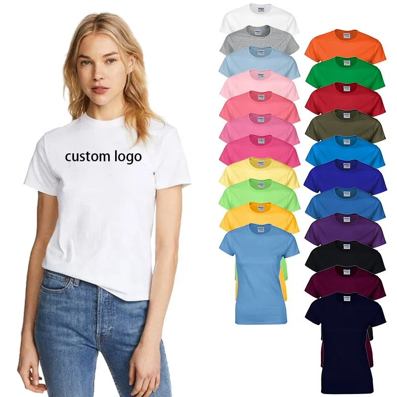 Hot Sell Custom Logo TShirt femme Casual Style Plain t-shirt 100% Cotton Ladies t shirts