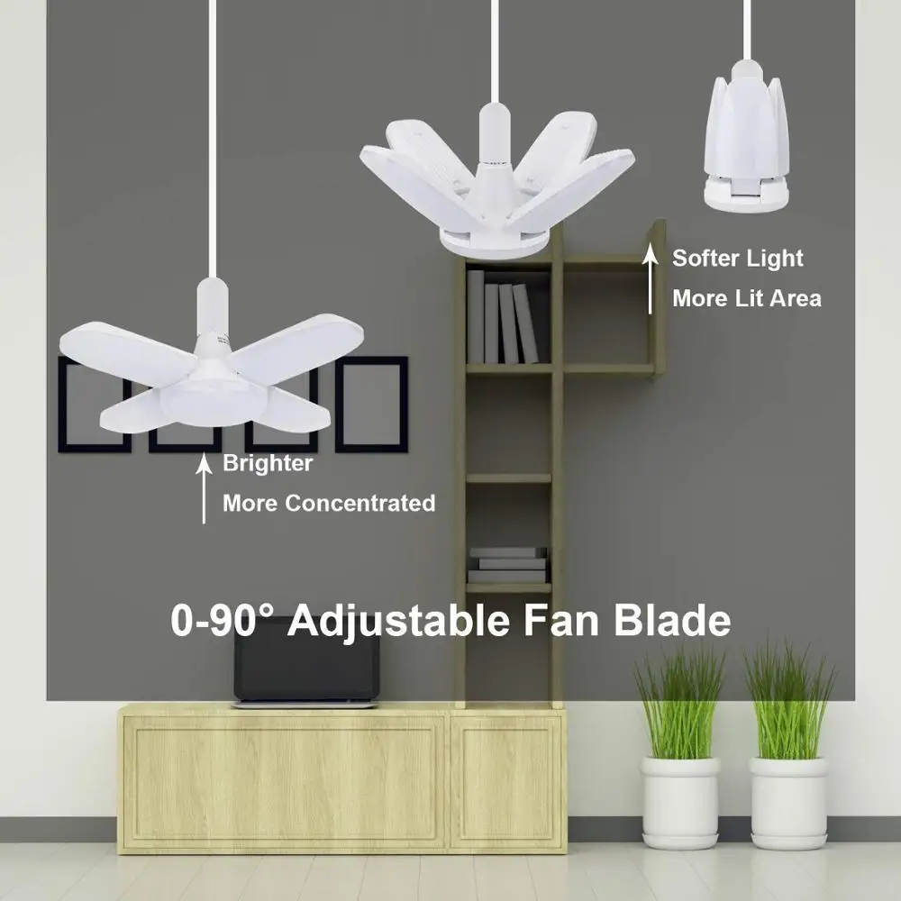 60 w 4 Adjustable Panel Shop Parking Work Light Trilights Bulbs Ceiling 60w Led Deformable Garage Adjustable Lights Led