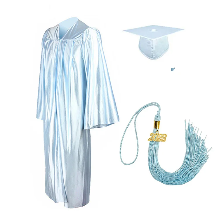 High School Shiny Graduation Cap and Gown Sets