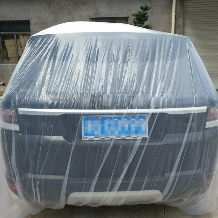dust proof wholesale parking free sample transparent universal disposable car cover plastic