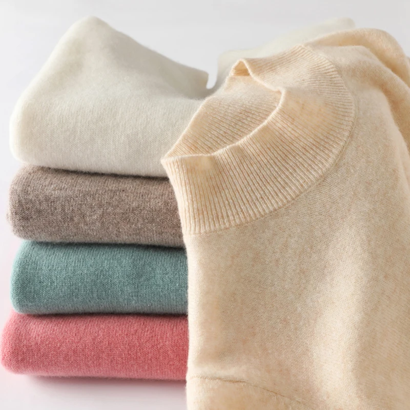 Pullovers Women Half Turtleneck Sweaters Cashmere Spring Long Sleeve Female Jumper Autumn Korean Basic Top Soft Knitted Sweater
