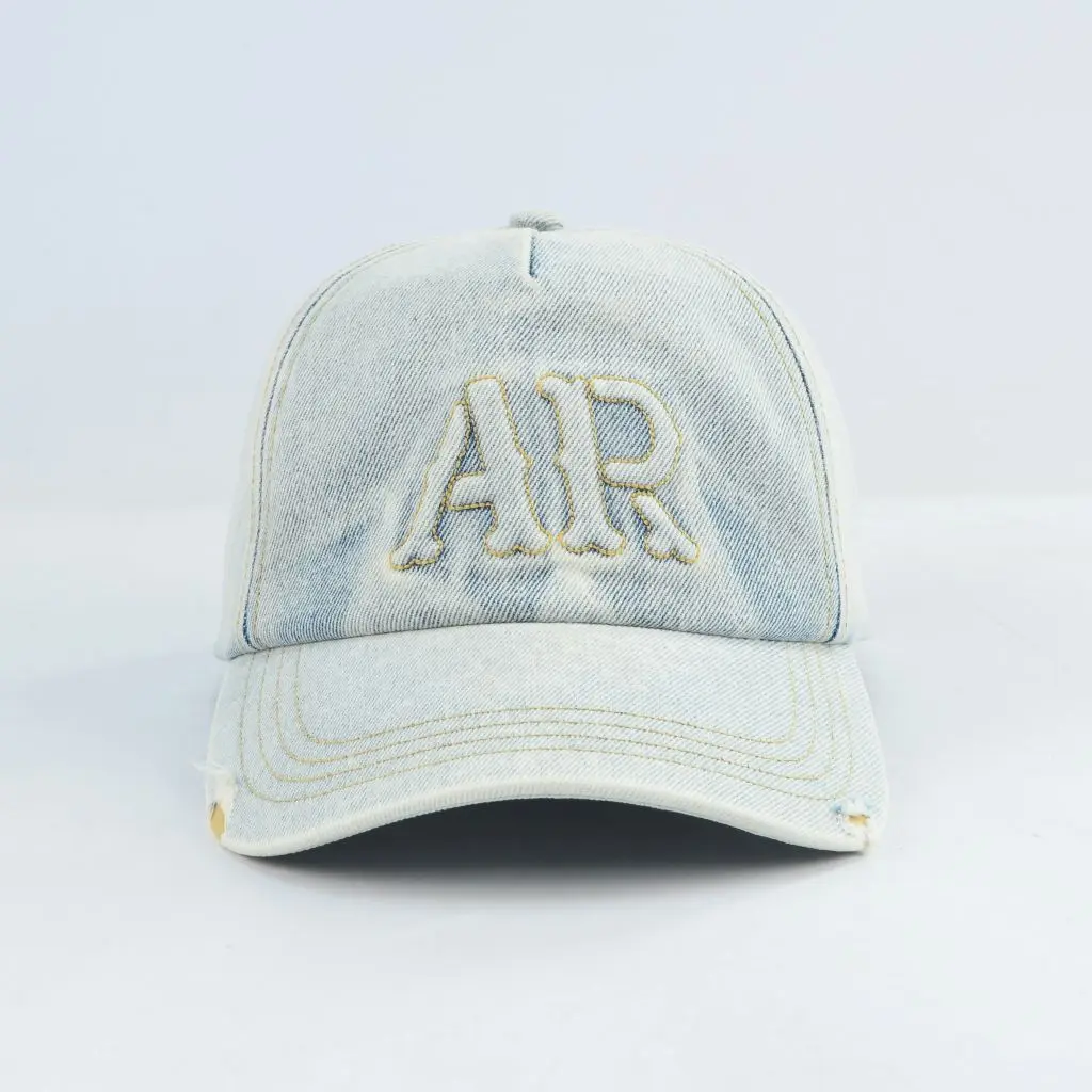 Custom Letter Embroidery Logo Baseball Caps Washed Cotton Vintage Distressed Cap 6 Panel Baseball Hat