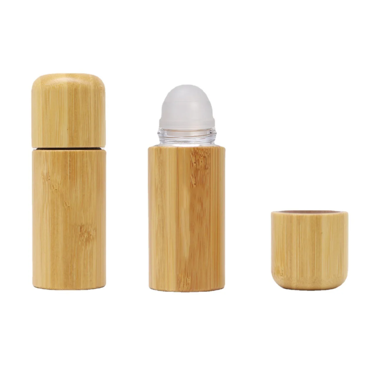 30ml 50ml natural bamboo Essential Oil Roller ball Bottle carved window Glass Roll On Perfume Bottles
