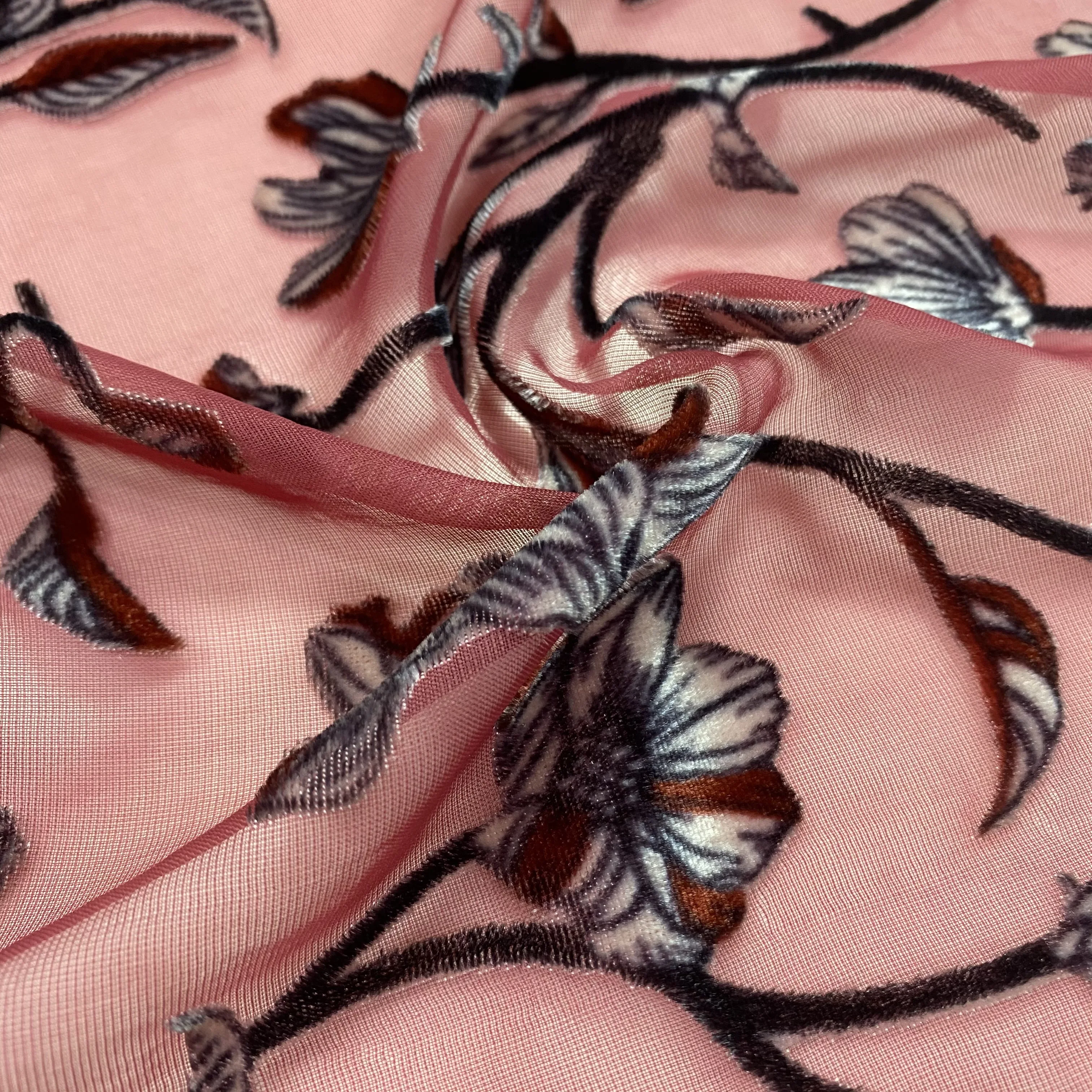 hot sale high quality print burnout velvet fabric skirts made in china