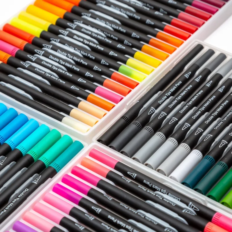 Water-based Double-headed Marker Pen Set Multi-color Soft Head Hook Line Art Multi-color Watercolor Marker Pen Wholesale