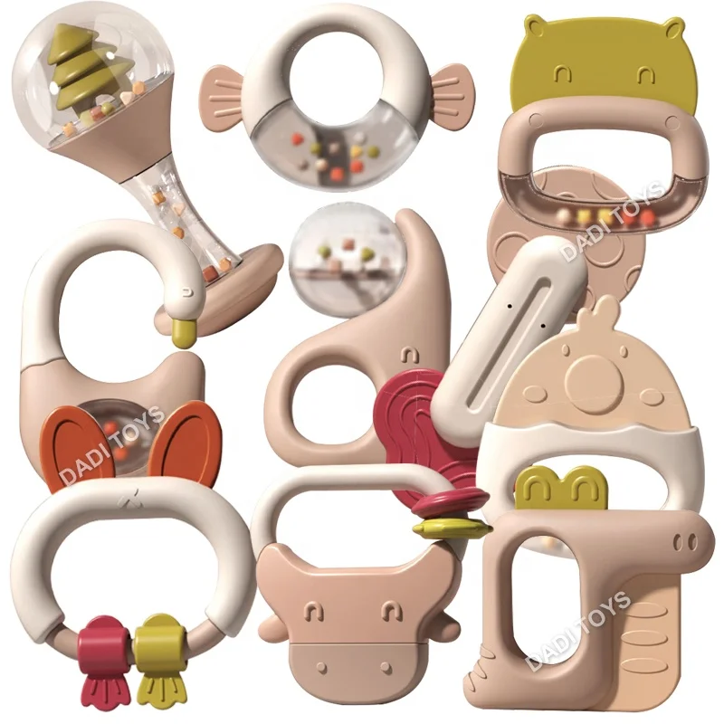 DADI OEM&ODM Early Learning Musical Toy Set Infant Grab Shake Rattle Sensory Teether Toddlers Chewing Teething Toys Baby Rattles