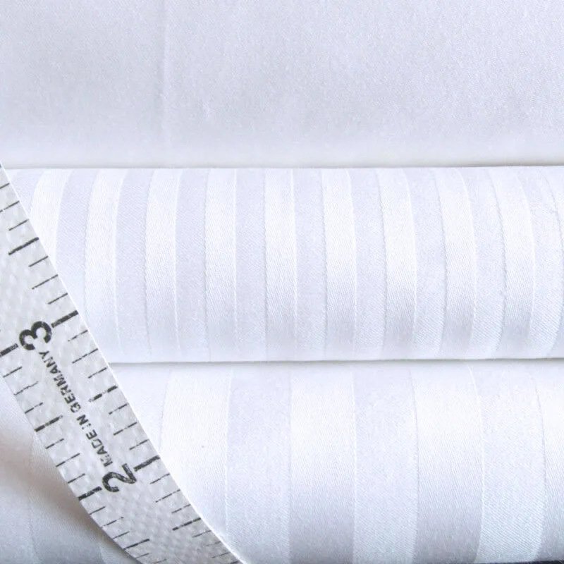 40S 3cm stripe bleached white 100% cotton queen size bed sheet set