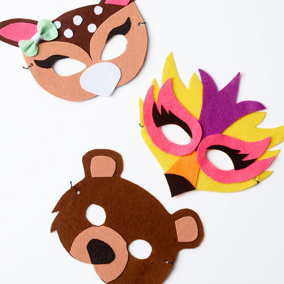 2024 Custom Design Durable Soft Wool Felt Fabric Fashionable 3D Looking animals Half Face Mask for Kids for Halloween Parties