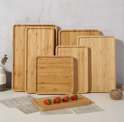 Bamboo Serving Tray Plates Breakfast Dish Wooden Food Tray For Home Restaurant Bamboo Snack Plate