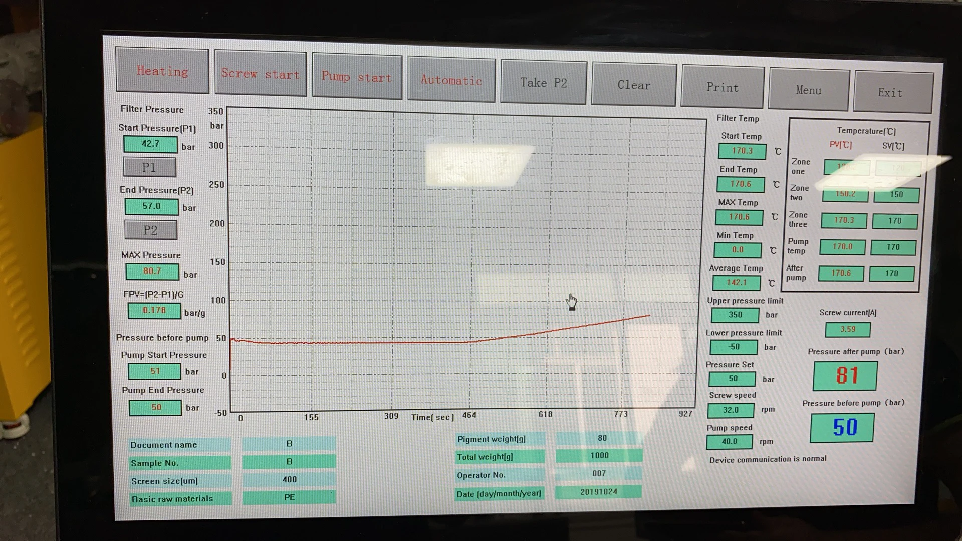 FPV Extruder for Filter Pressure Value testing