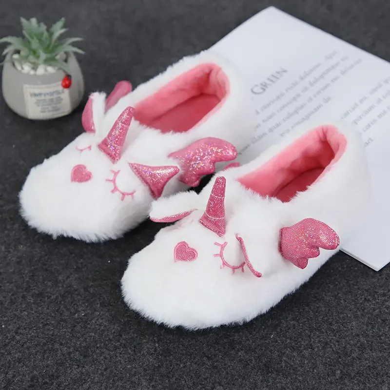 Factory Supply Winter Home Plush Fur Stuffed Cute Slipper For Kids Cartoon Animal Children Plush Slippers