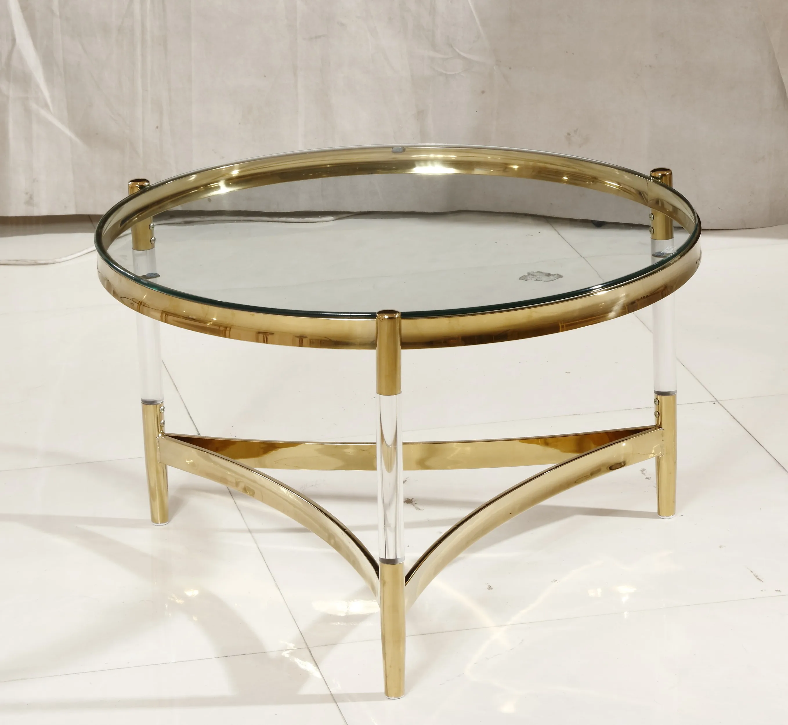 New Design Acrylic Coffee Table with Black Tempered Glass Top