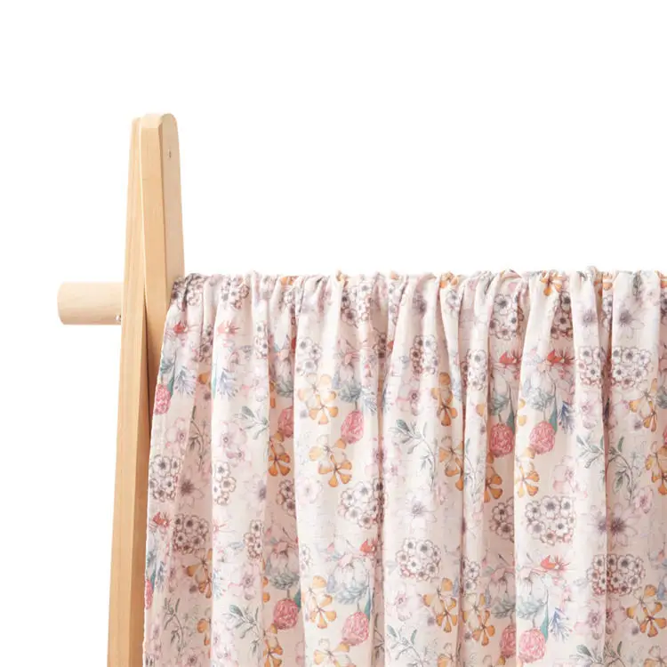 Wholesale flora printing 100% organic bamboo receiving baby muslin swaddle blankets for sleeping