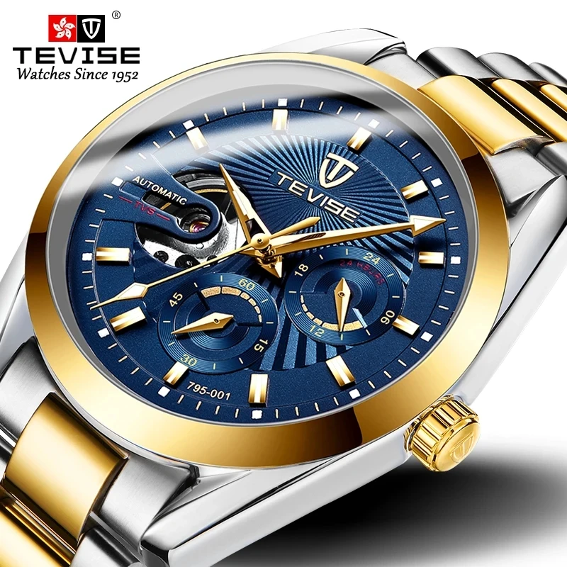 TEVISE Mens Watches Drop Shipping Top Brand Men Mechanical Watch Fashion Luxury Stainless Steel Male Clock Relogio Masculino