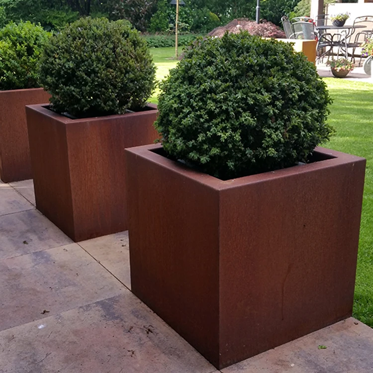 
Weather-resistant steel metal flowerpot for outdoor decoration 