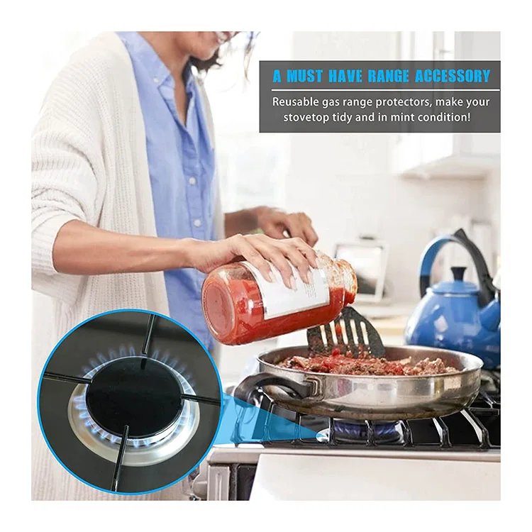 Amazon Hot Sale PTFE Gas Range Protectors Black Gas Stove Burner