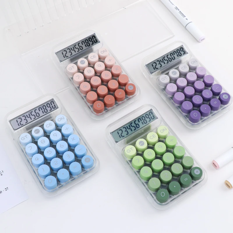 ANI Latest Trending Product Cute Gradient Button Style Transparent Case Lovely School Accounting Use Electronic Calculator