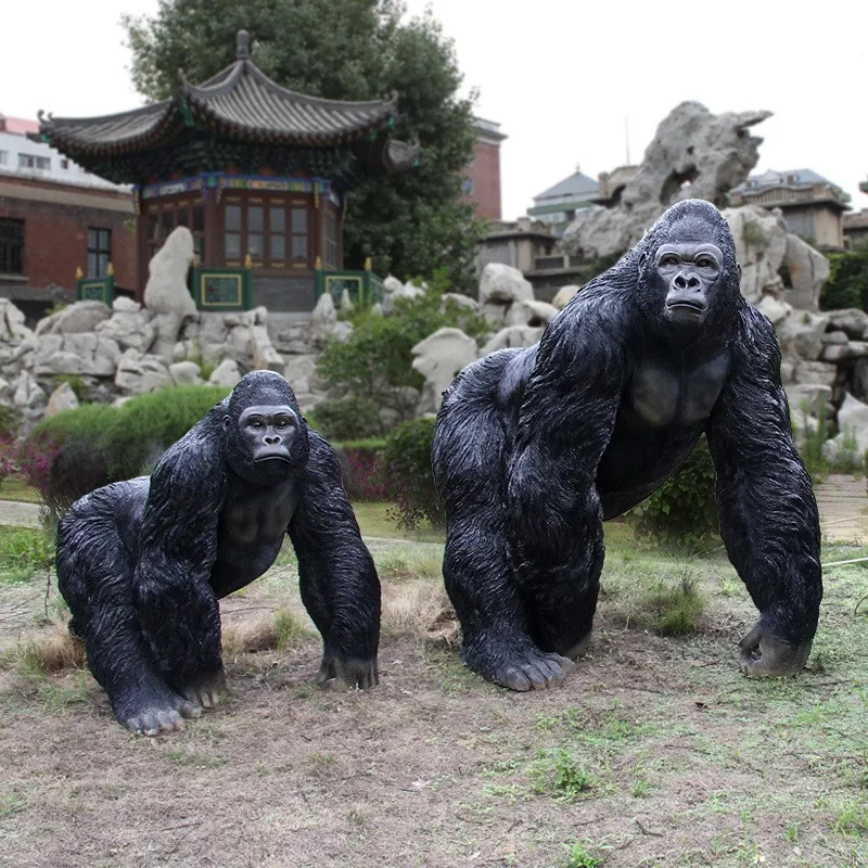 SE7ART Forest Park Resin Life Size Garden Statues Outdoor Decorations Large Outdoor Gorilla Sculptures