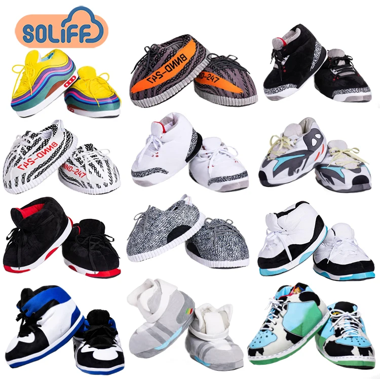 New design Winter Warm Sneaker Average Size kid Adult Plush indoor Slippers