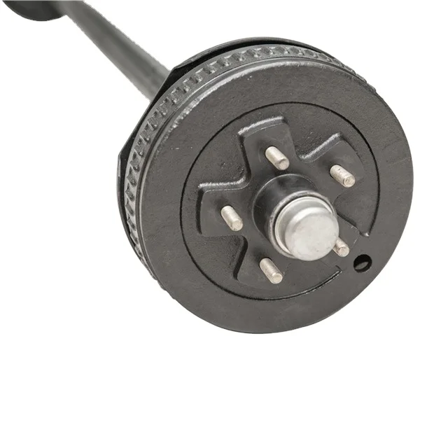 3.5 K Manufacturer 5 Lug Trailer Electric Axle Round Tube Straight Axle With Hub Drum Assembly
