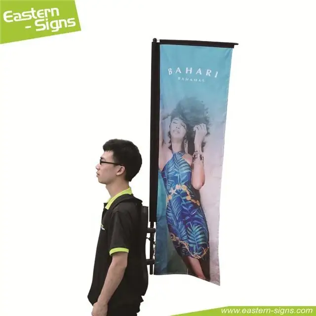 Wholesale Backpack Flag Pole Kit Advertising Teardrop Feather X Shaped Custom Printed Double Sided Backpack Flag Banner