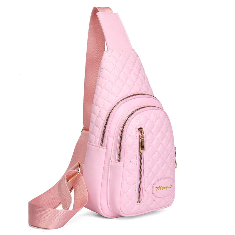 custom waterproof PU Leather Cross chest Bag single shoulder bag men women durable sling messenger chest sling bags for women