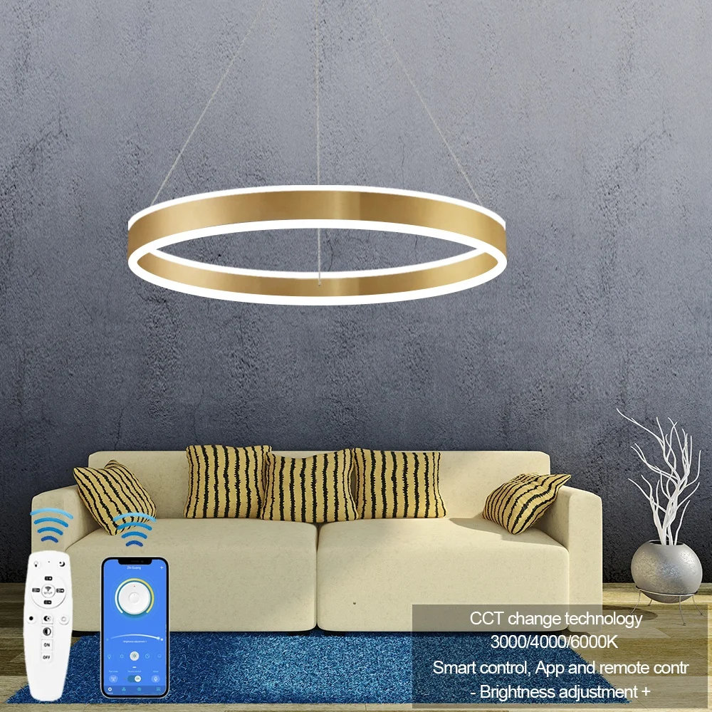 L4u лаборатории тестирования электроприборов, США (ETL cETL LED люстра AC100-277V Smart Ring Light вверх вниз 0-10V затемнения изменение цвета люстра для офиса