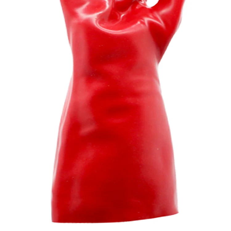 Thermal Oil & acid chemical resistant motocross Red PVC Industrial Gloves For Work