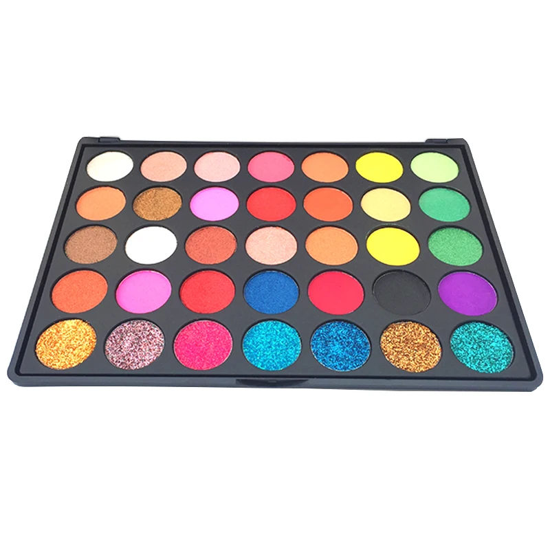 Private Label 35 Colors Eyeshadow Palette Cheap Cosmetic Glitter Eyeshadow Palette With Small Quantity
