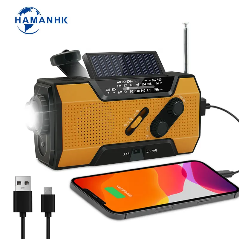 Portable Emergency NOAA Weather Radio Hand Crank Solar Powered with Flashlight portable outdoor speak with fm radio