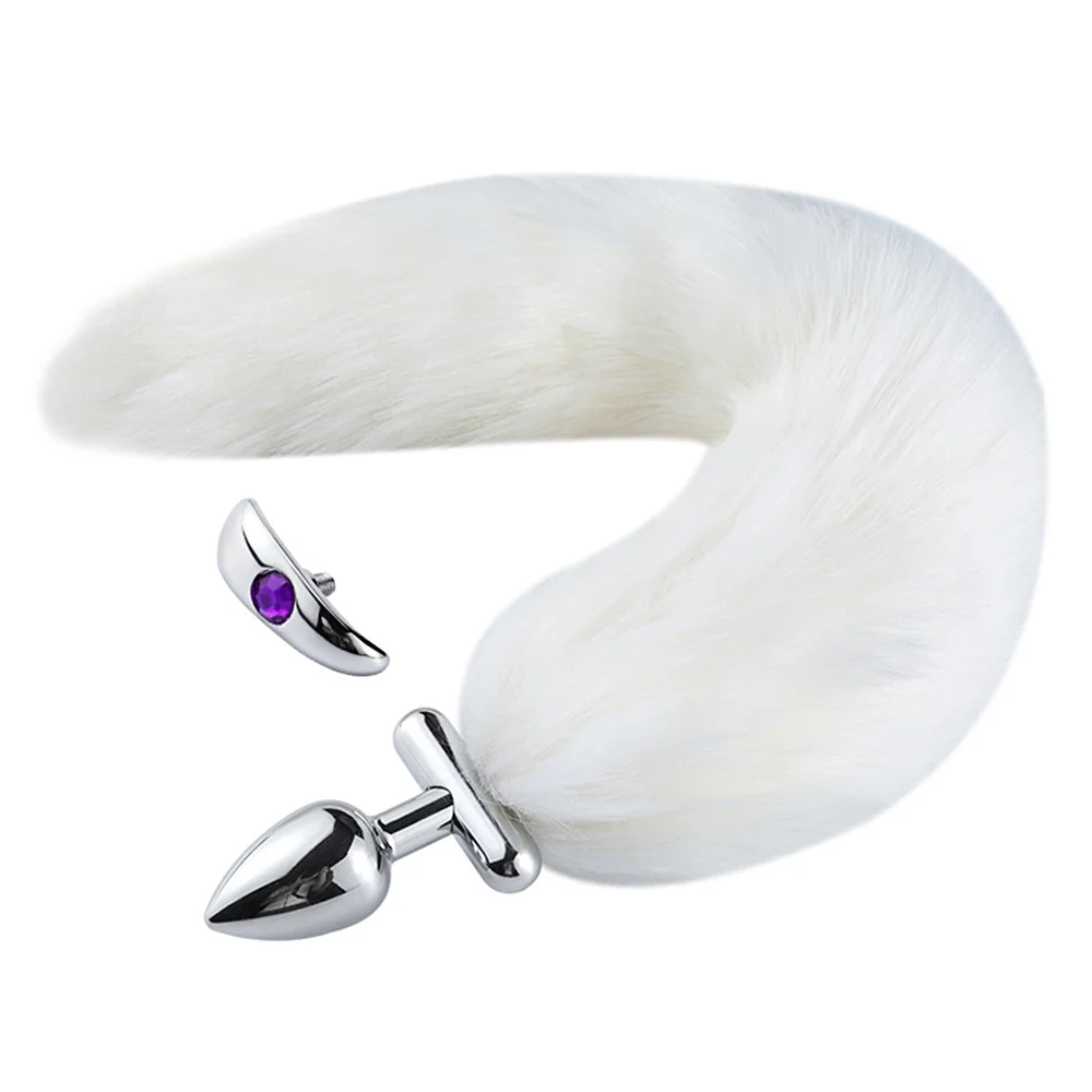 Deformable Replatable Fox Tail Butt Plug for Couples Flirting Cosplay Animal Fox Tail Ears Set No Vibrator Metal Anal Butt Plug