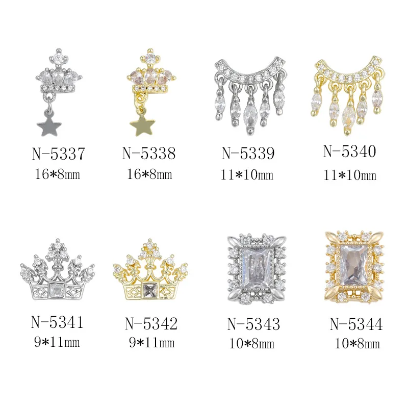 Luxury Nail Art Charms Cubic Zircon Nail Drill Diamond Celestial Body Star Crown Colorful Crystal Nail Sticker Finger Jewelry