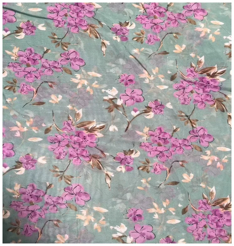 Китайский поставщик, цветочный дизайн, высокое качество, без провисания, плиссированная шифоновая ткань