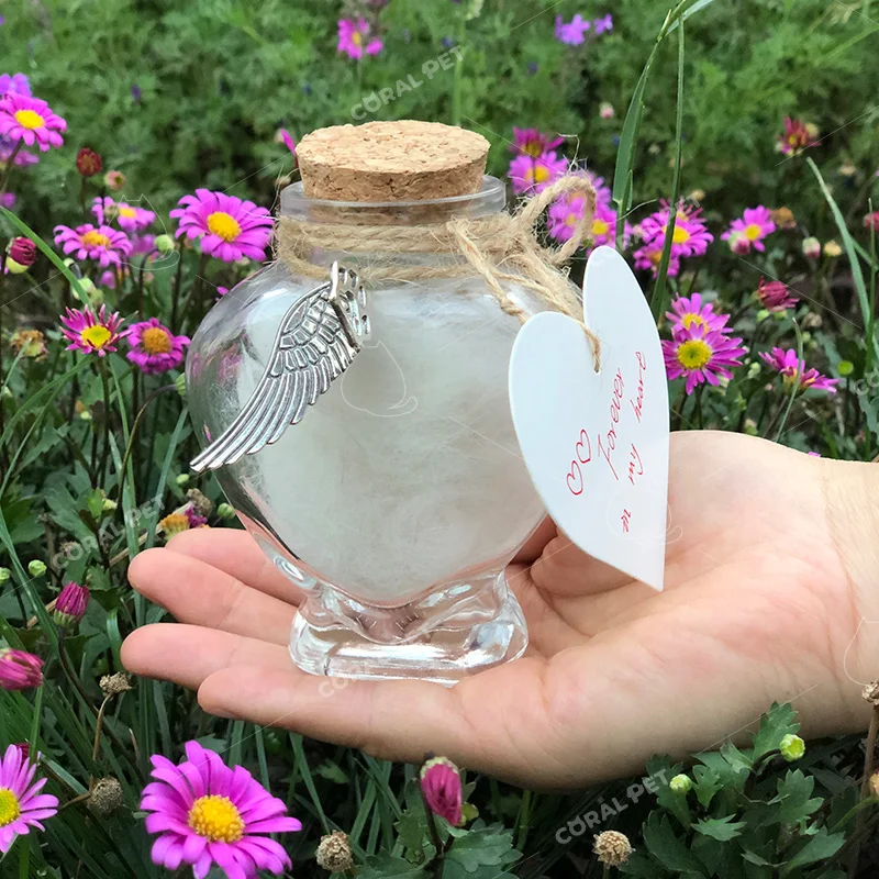 dog cat hair fur teeth keepsake container glass bottle for pet hair Pet fur glass bottle keepsake