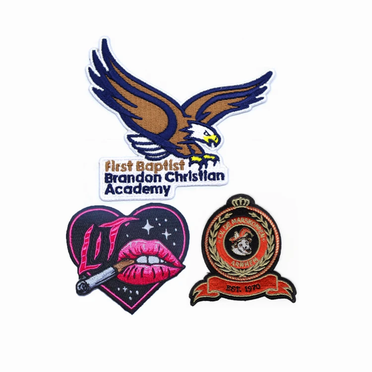 Custom iron on badges high density flower patch letters personalized logo embroidered letters 3D sew on embroidery patch