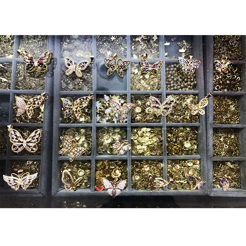 BMZ New arrival best quality hot sell gold butterfly pendant fashion colorful zircon butterfly pendant with 13 options