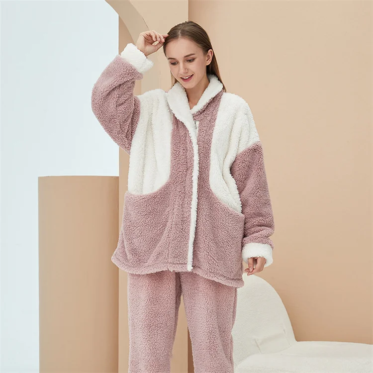 Factory Price Pajamas Sleepwear Modern Ladies Winter Sleepwear Plus Size Comfortable Sleep Coat And Pants Set