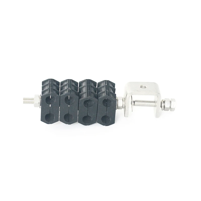 1/2 4 Ways Twin Coaxial Cable Clamp Two Holes 4 Stacks Double Feeder Clamp For Feeder Cable