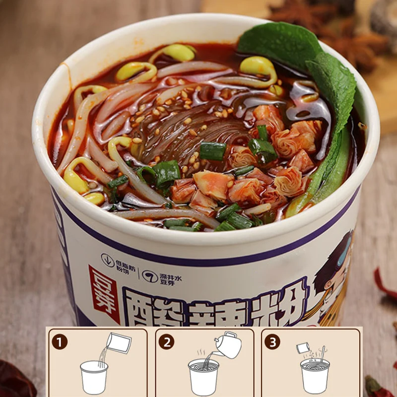 Wholesale Barreled Sweet Potato Hot And Sour Powder Non-Fried Instant Foodsweet Potato Noodles