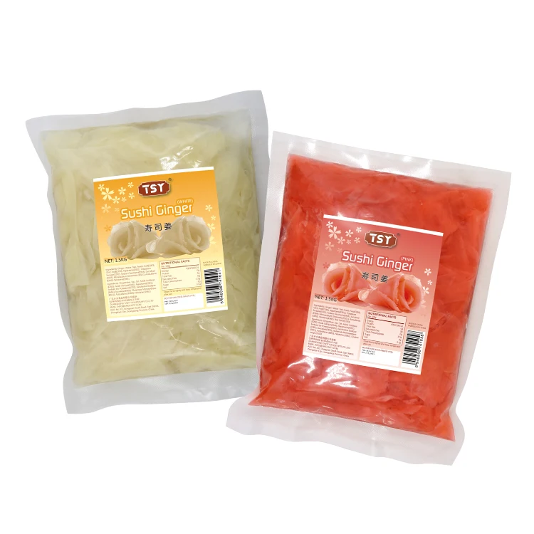 TSY Food Wholesale Halal Japanese Nature Sliced Sweet Fresh Pickled Sushi Ginger White