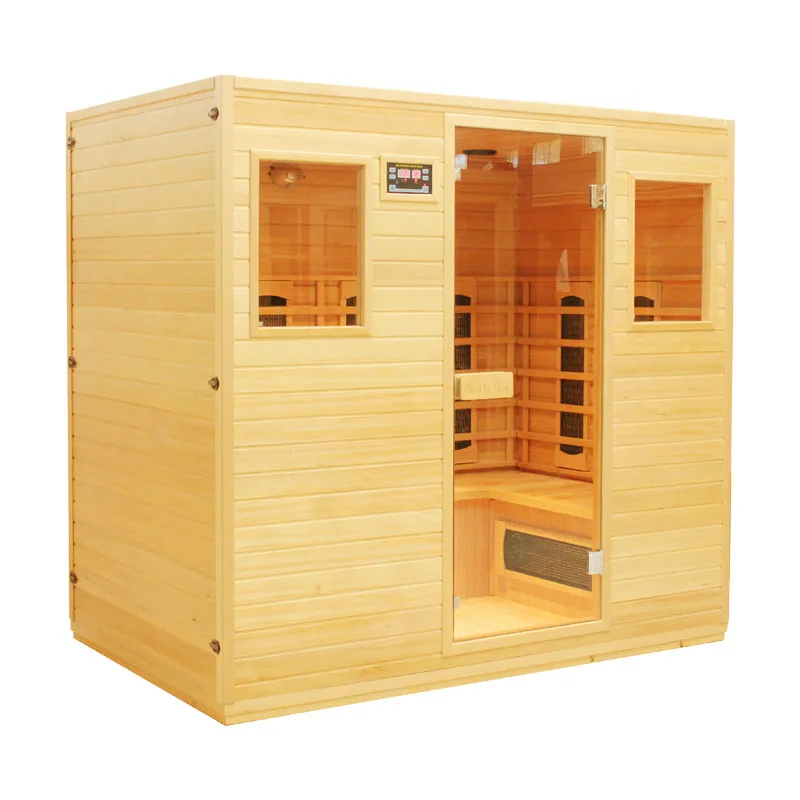 Fanland traditional solid wood 4 person far infrared indoor sauna fashion nudist  detox home sauna