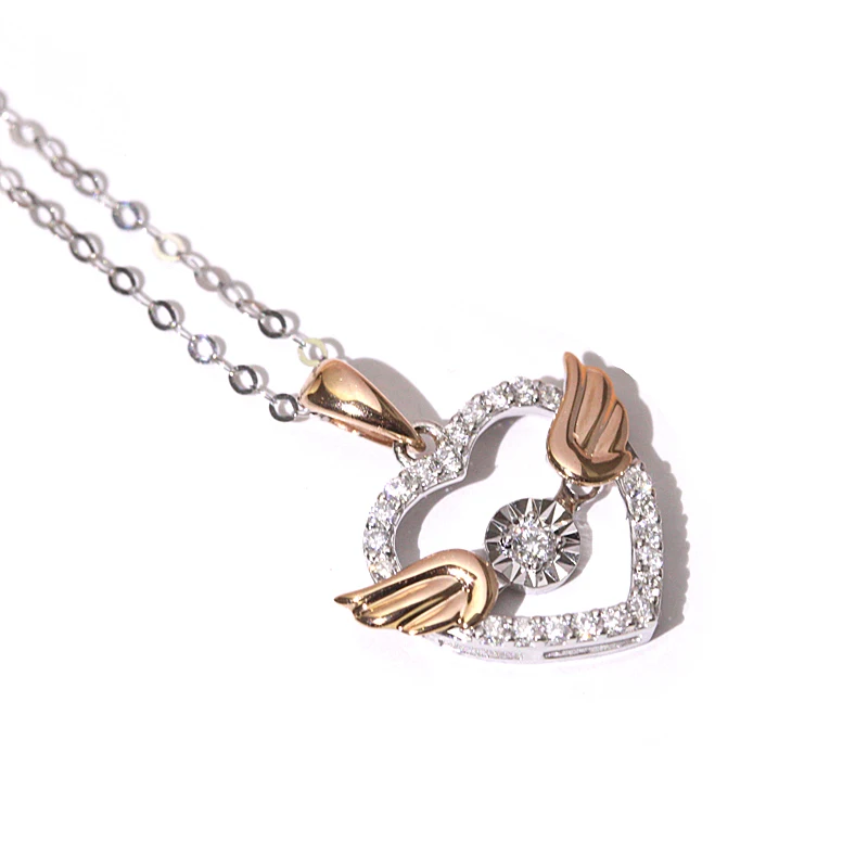 
Designer Newest design photo colour Platinum diamond jewelry angel wing sublimation necklace 