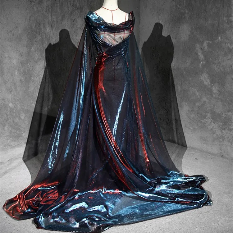 Laser Symphony Hollow Textured mesh organza fabric  gown Discoloration perspective Designer fabrics